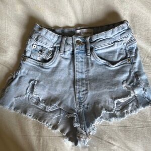 Zara Blue Distressed Jean Shorts High-Waisted